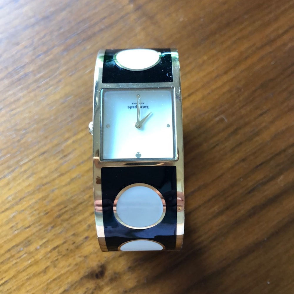 Kate Spade Bangle Watch Black Cream Polka Dot